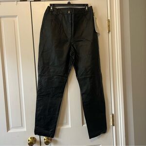 NWT 100% Genuine Leather Vintage Black Pants by Via Accenti